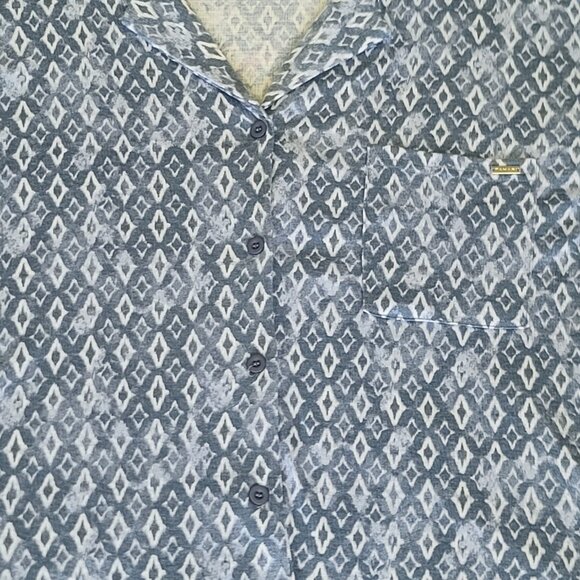 NWT TAHARI 2 Piece Matching Pajama Sleepwear Set XL Blue and White Top and Pants - Picture 2 of 16